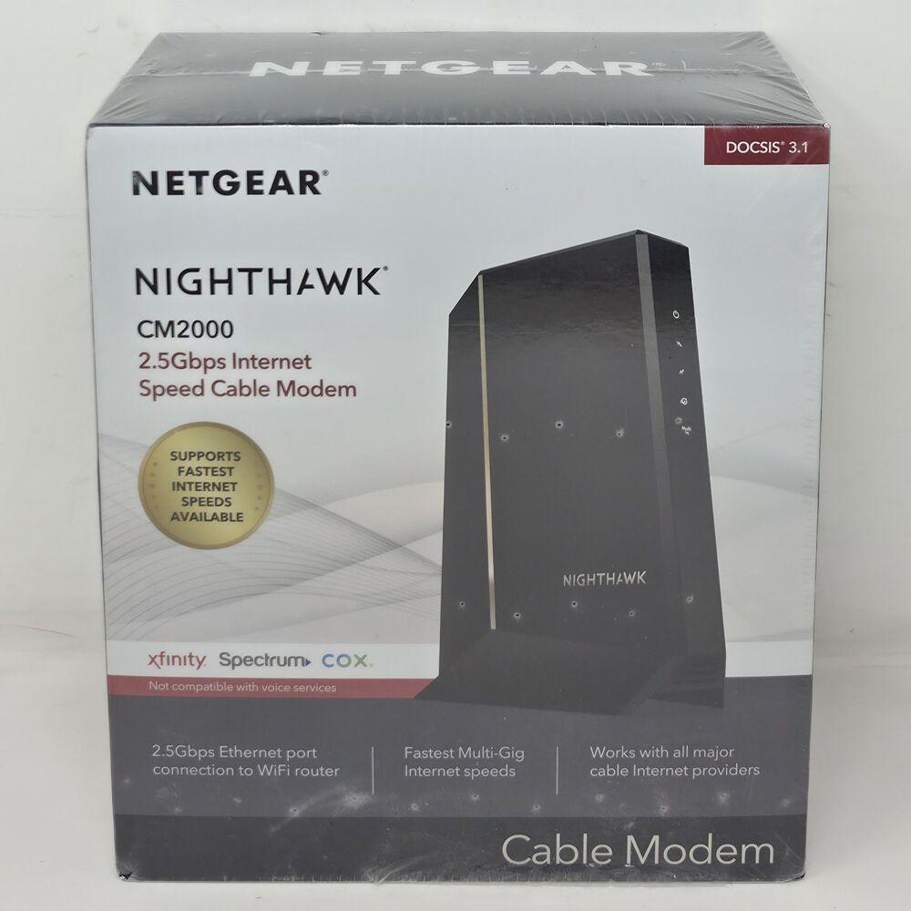 New Netgear Nighthawk CM2000 2.5Gbps Multi-Gig Internet Cable Modem - DOCSIS 3.1
